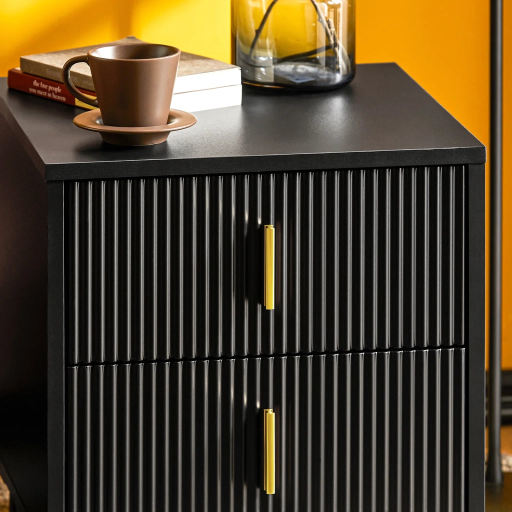 Comodini letto con cassetti Tavolino da salotto o soggiorno Tavolino telefono 40x40cm Nero 2 cassetti FBT115-SCH