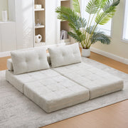 OKWISH Divano Letto Pieghevole con Schienale, Cuscini Poggiatesta e Lombare, Schiuma ad Alta Densità, Ciniglia Beige