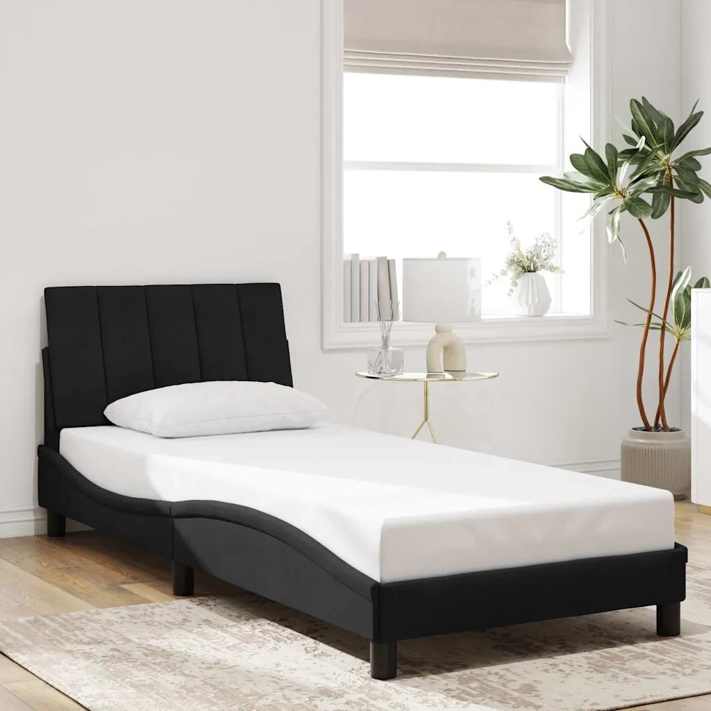 Giroletto senza Materasso-Struttura Letto Hanko Nero 90x200 cm in Velluto