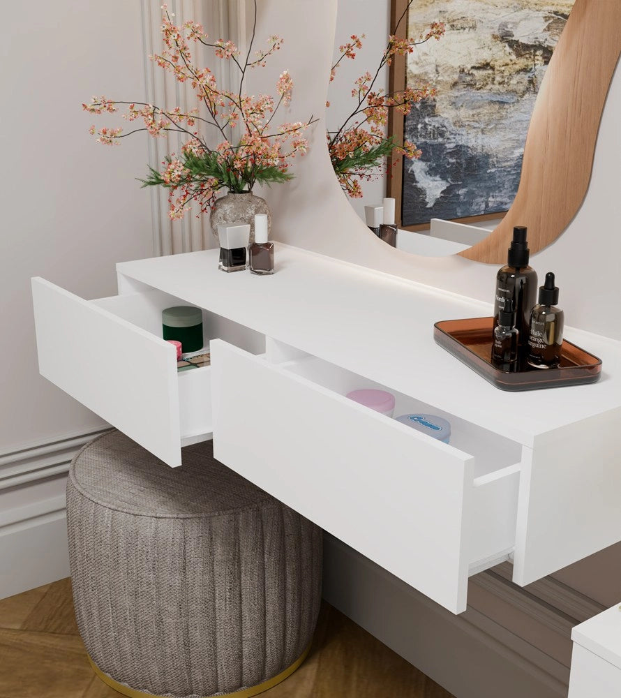 Toeletta da trucco sospeso mika 110 cm 2 cassetti per camera da letto bianco