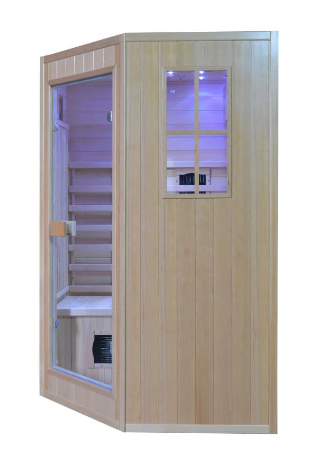 Sauna infrarossi combinata angolare, 2 posti full optional 125x110x190cm Relpunt Overest