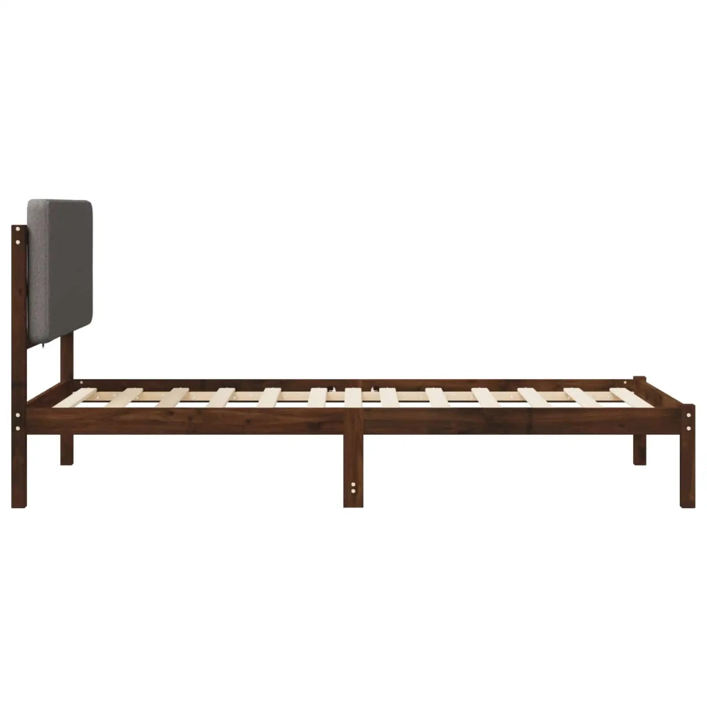 Letto con Testiera Rivestita Marrone scuro e grigio chiaro 904022