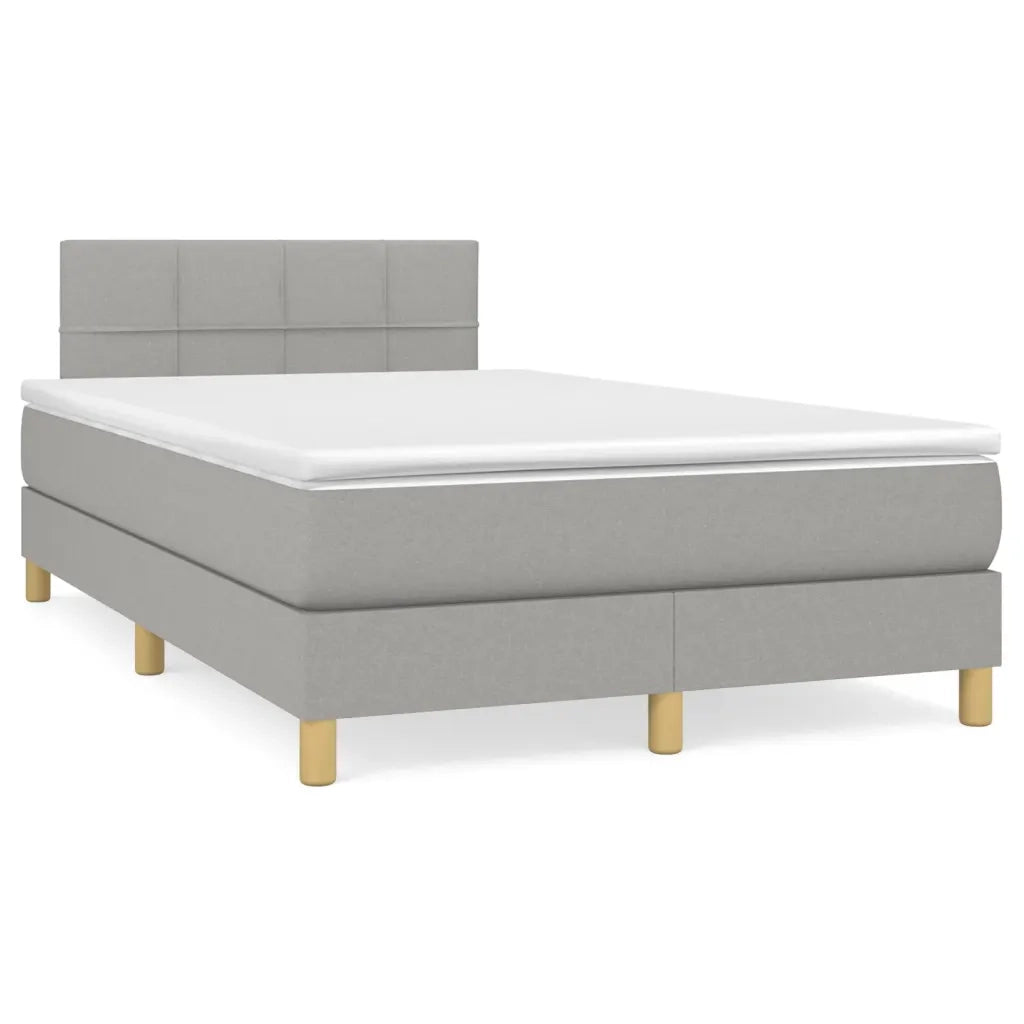 Giroletto a Molle con Materasso Grigio Chiaro 120x190cm Tessuto