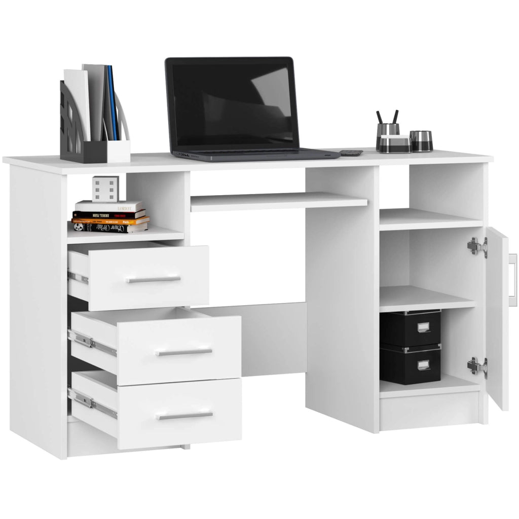 Scrivania AKORD ANA Bianco 124 cm 1 anta 3 cassetti 124x52x74 cm
