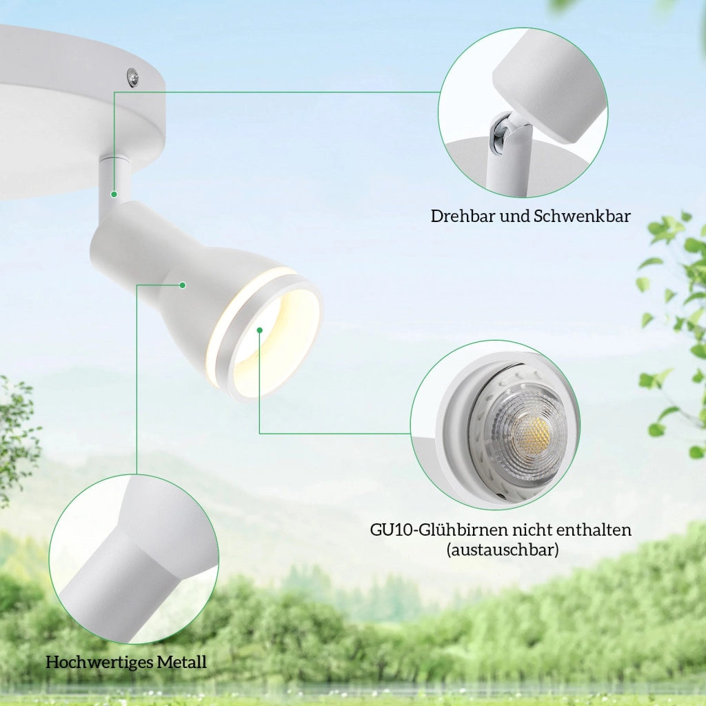 ZMH Faretto da soffitto bianchi 3 luci GU10 metallo orientabili moderni per camera letto sala pranzo senza lampadina