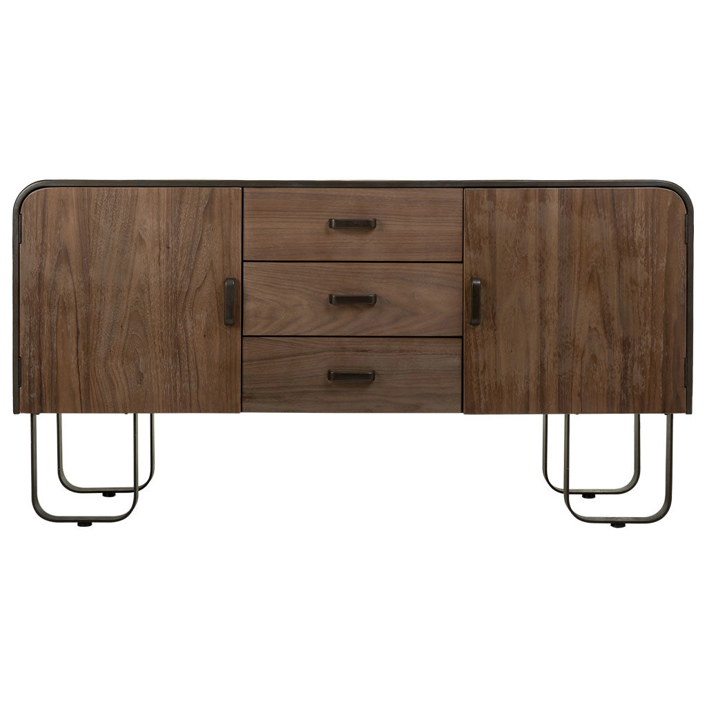 Credenza in legno e metallo nero 145x47x76,5h cm