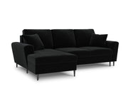 Cosmopolitan Design - Divano convertibile angolare sinistro con contenitore "Kyoto" 4 posti in velluto nero 