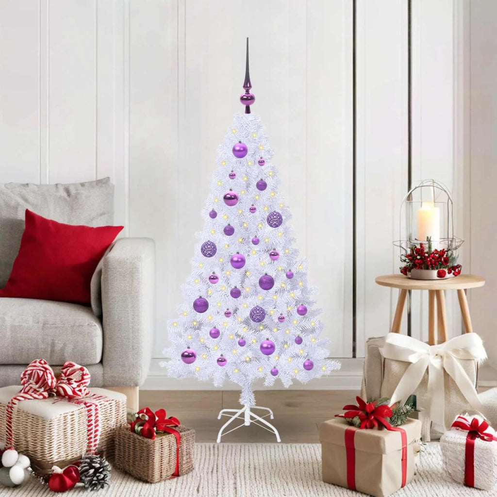 Albero di Natale | Decorazioni natalizie artificiale Bianco 120 cm PVC e Acciaio