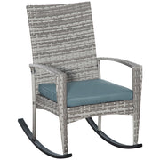 Poltrona dondolo per giardino con cuscini, polyrattan e metallo, grigio, 66x88x98 cm ¨C Minimal