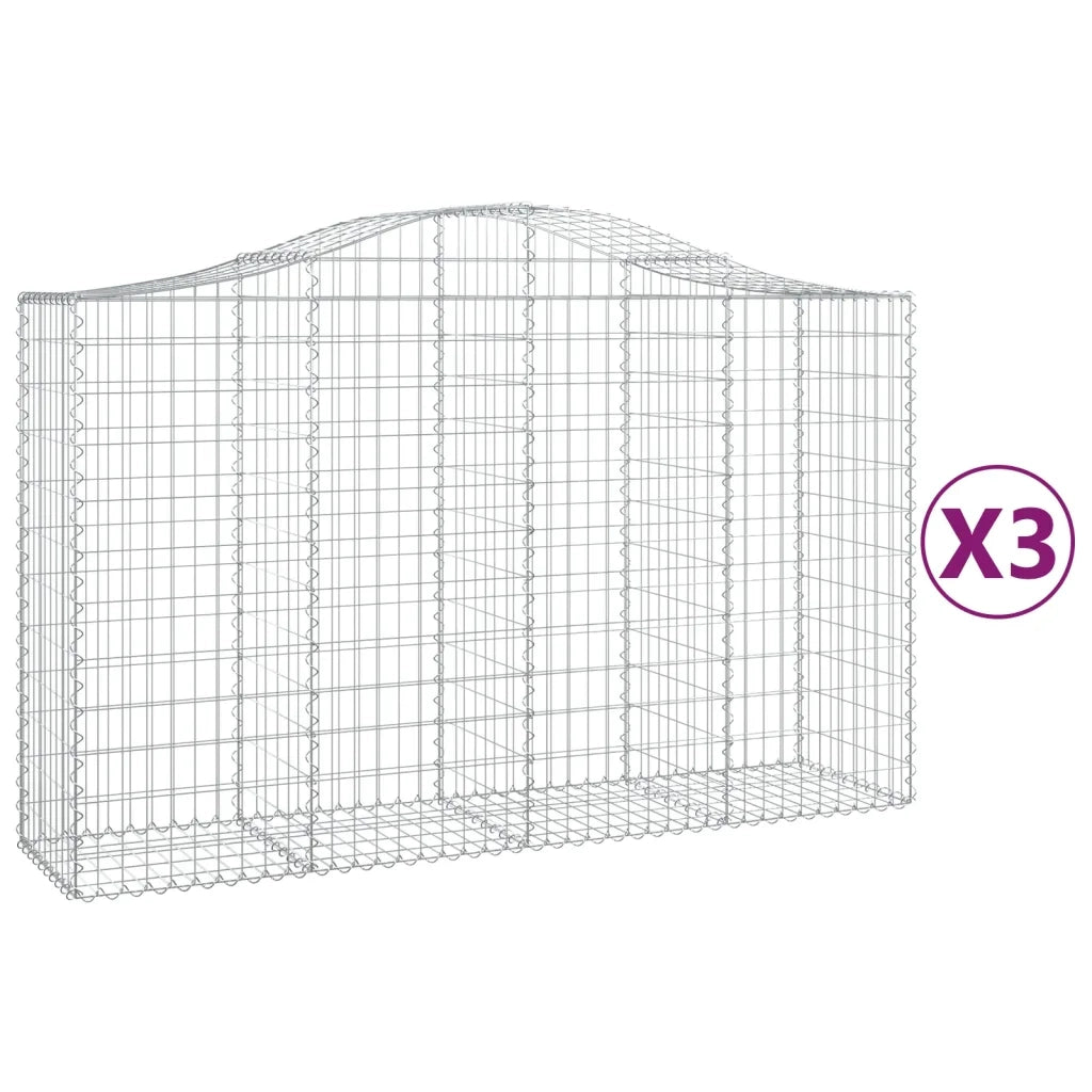 Cesti Gabbioni ad Arco 3 pz 200x50x120/140 cm Ferro Zincato 3145662