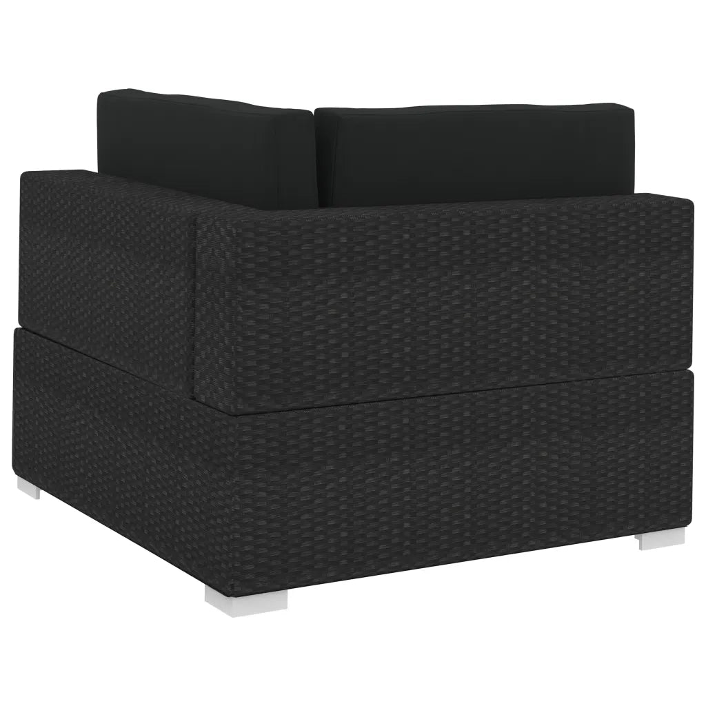 Set Divani da Giardino 3 pz | Set Salotto da Giardino con Cuscini in Polyrattan Nero