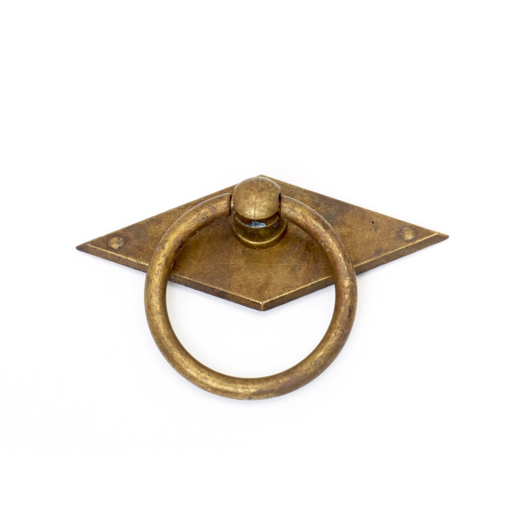 MANIGLIA TONDA ANTICATA 82X60MM CON PIASTRA A ROMB