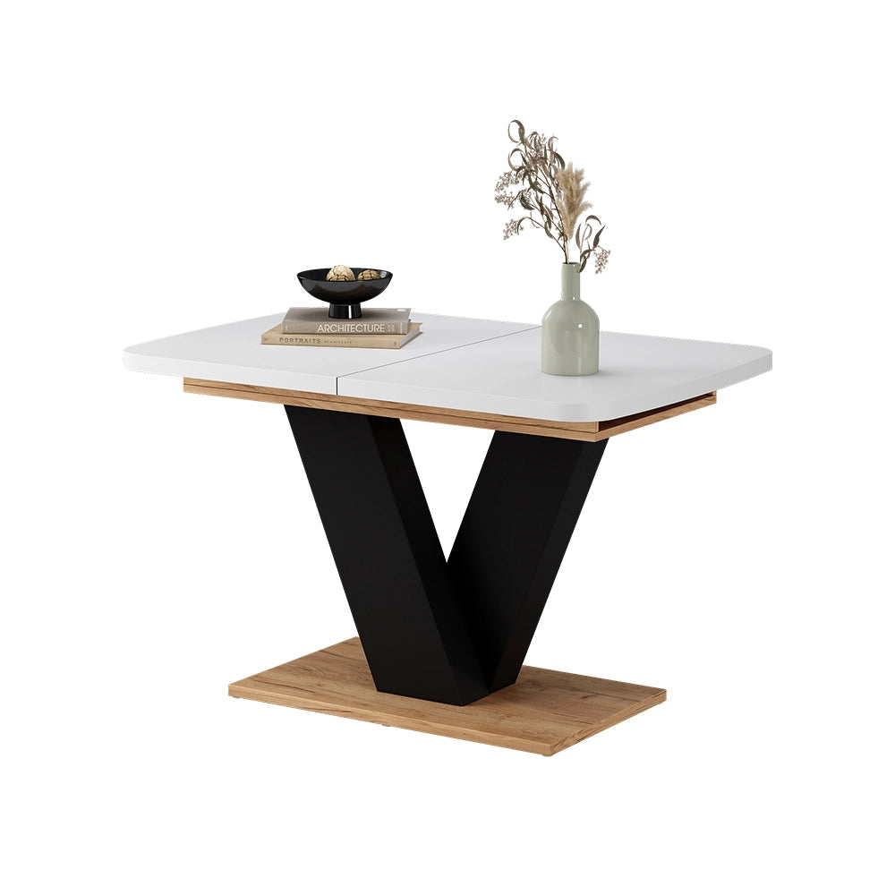 Vicco tavolo da pranzo allungabile Rovere bianco/dorato 120 x 80 cm estensibile