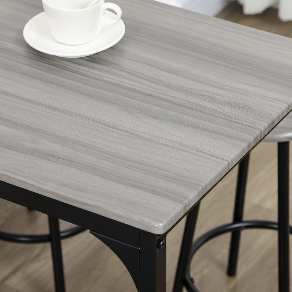 Set tavolo alto con 4 sgabelli, 5 pezzi, design industriale, MDF, grigio