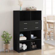 Credenza-Buffet-Armadio da cucina Nera 80x42,5x124 cm in Legno Multistrato