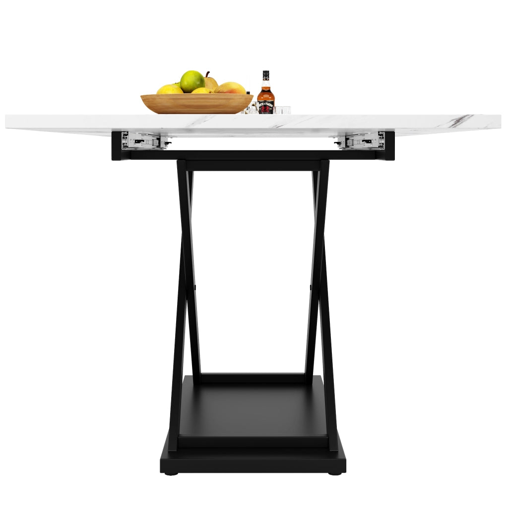 TAVOLO ALLUNGABILE 120-160x80x75 cm MDF Bianco Nero Gambe incrociate