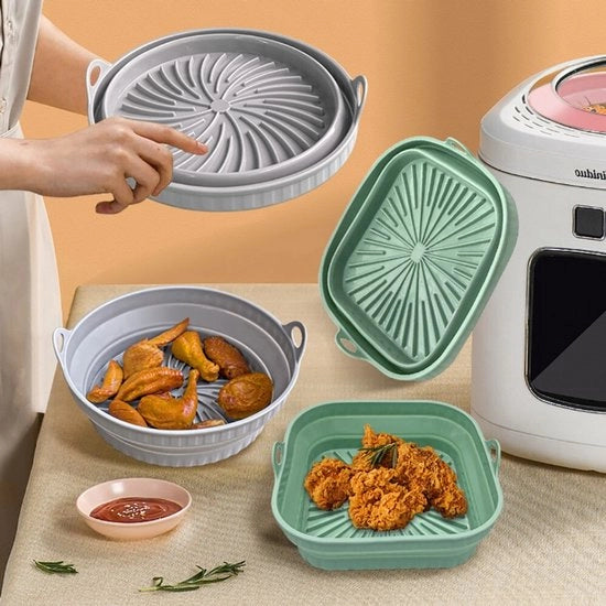 Accessori per Airfryer Mandrino di sostituzione per la casseruola interna in silicone quadrata - Grigio Circolare