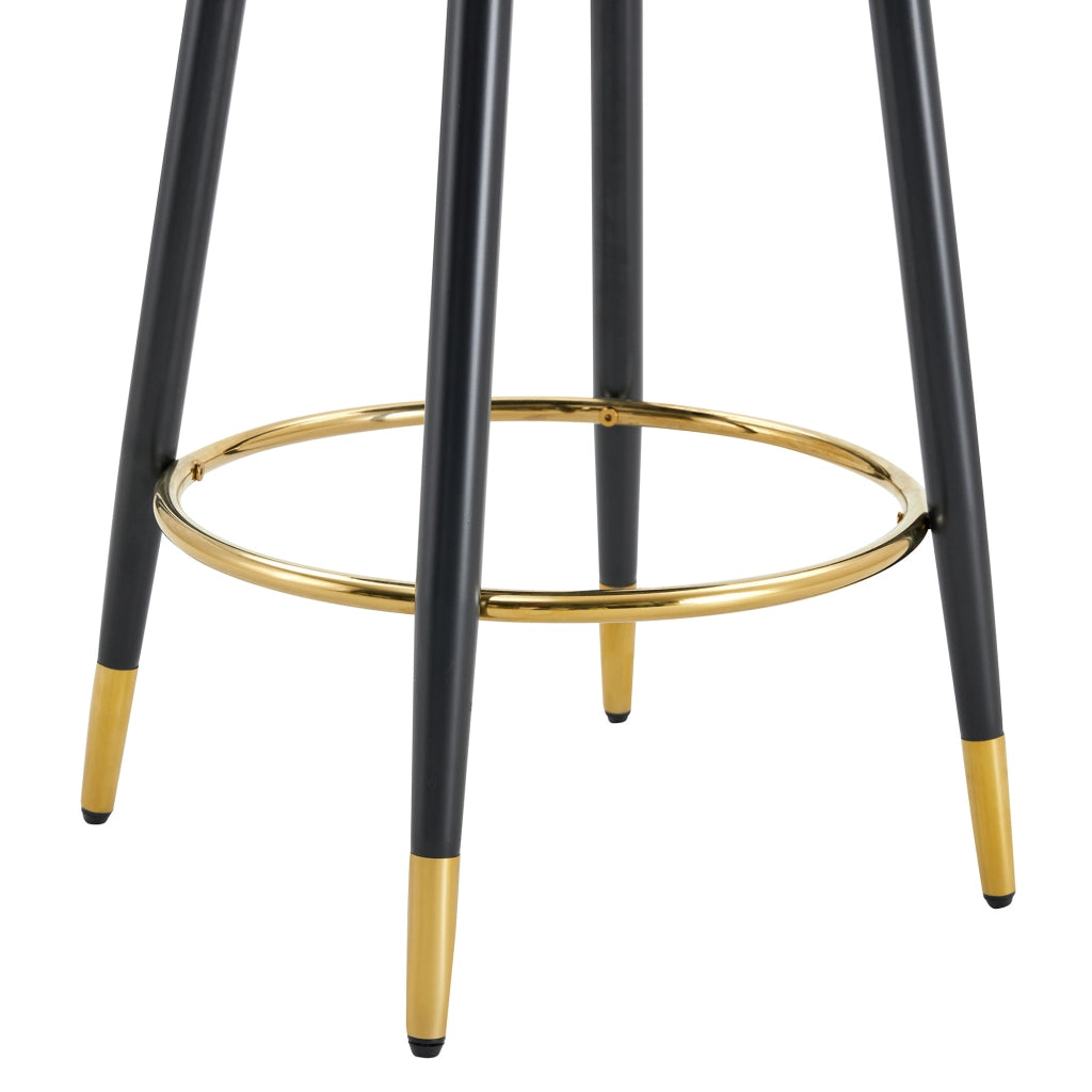 Sgabello da Bar Girevole 360¡ã ¨C MINIMAL ¨C Nero, Seduta Imbottita in PU, Set 2 Pezzi
