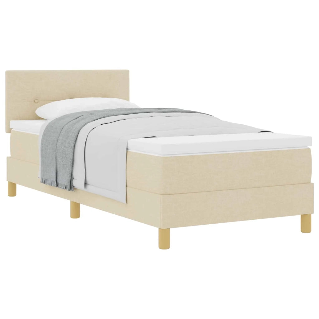 Letto a molle con materasso Crema 90 x 200 cm Tessuto 3338893