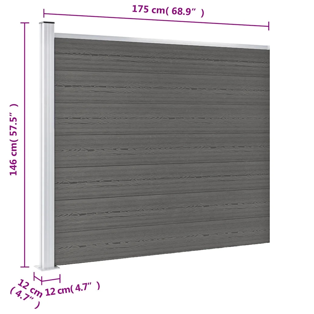 Pannello di Recinzione in WPC 175x146 cm Grigio cod mxl 22555