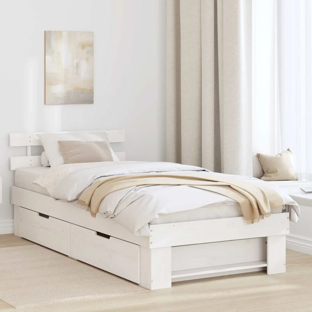 Struttura del letto Bianco 90 x 200 cm Pino massello