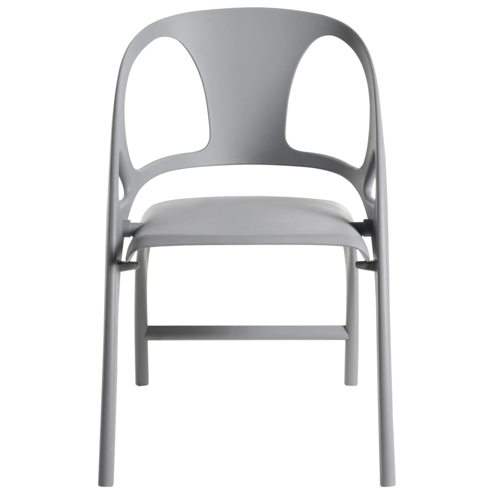 Set di 4 sedie da giardino in polipropilene grigio plastica leggera e resistente agli agenti atmosferici per interni e per esterni.