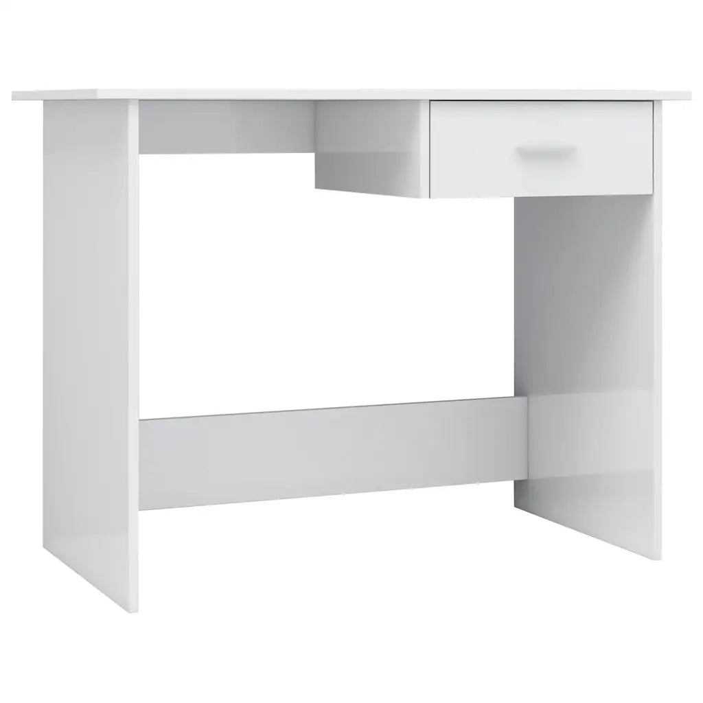 Scrivania-Scrivanie per ufficio e studio-Scrittoio Bianco Lucido 100x50x76 cm in Legno Multistrato 961104