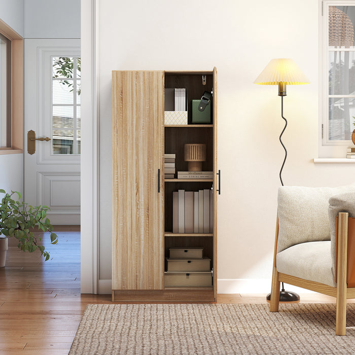 Mobile Cucina Multiuso Credenza Moderna 75x40x165 cm Ante a Chiusura Ammortizzata Color Legno