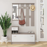 Mobile ingresso con specchio Rudolf colore tortora e bianco