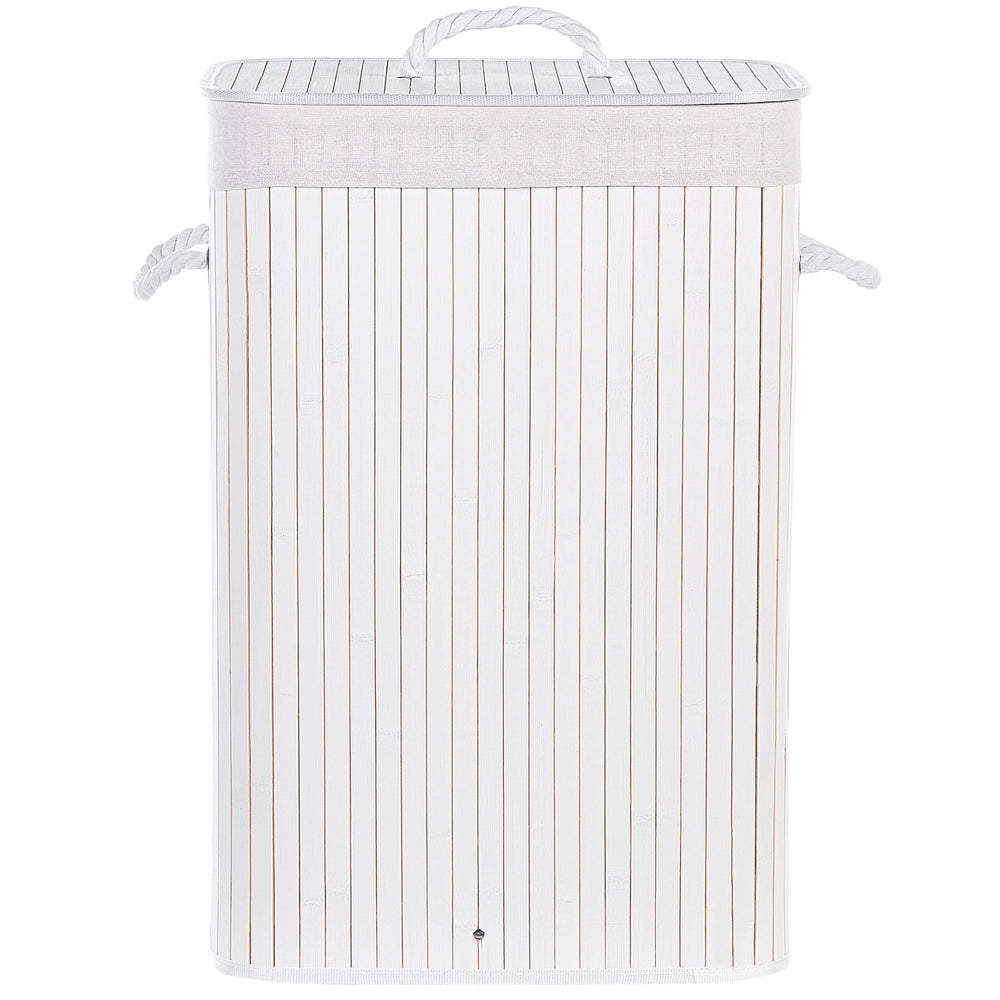 Cestino portaoggetti in bambù bianco con coperchio Cestino per biancheria Accessori pratici lavanderia bucato