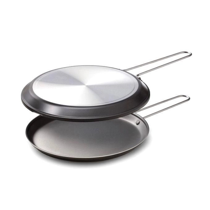 Accademia Mugnano FIGRF24 Fuoco e Idee Girafrittata Doppia 24 cm Alluminio Antiaderente Fondo Inox Induzione colore Nero