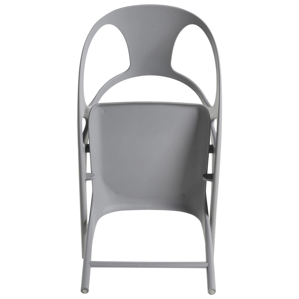 Set di 4 sedie da giardino in polipropilene grigio plastica leggera e resistente agli agenti atmosferici per interni e per esterni.