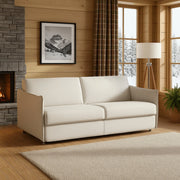 Monleale, Divano Fisso 2 Posti Sfoderabile Made in Italy, 160x95x90h cm Beige