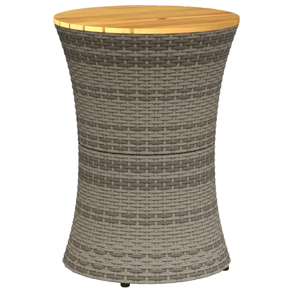 Tavolino Giardino | Tavolino da esterno Forma Tamburo Grigio Polyrattan Massello