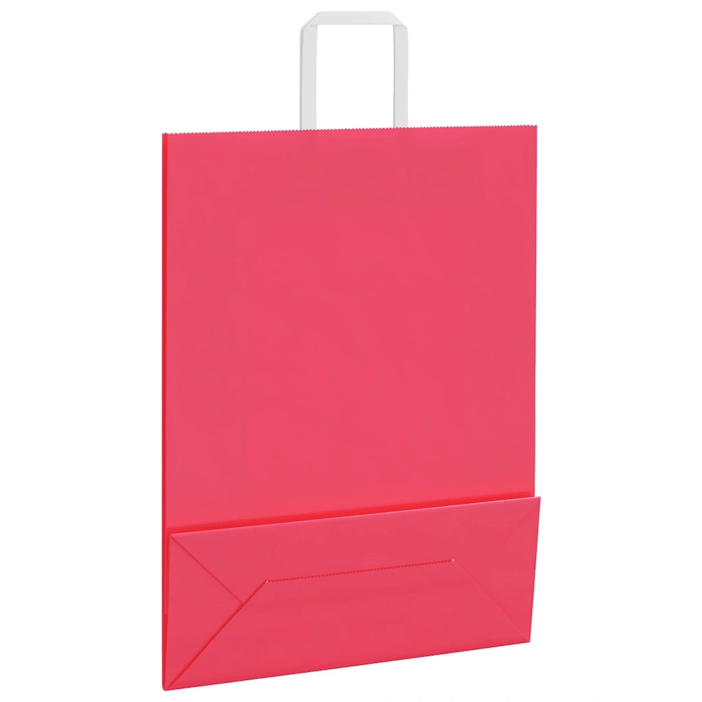vidaXL Sacchetti di Carta 250 pz con Manici Rosa 32x12x42 cm