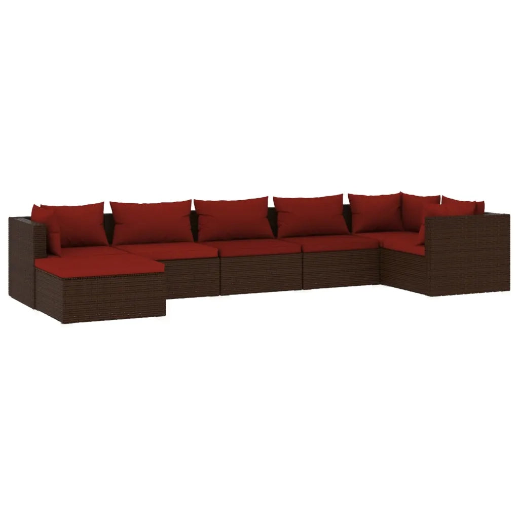 Set Divani da Giardino 7 pz con Cuscini in Polyrattan Marrone 3101827