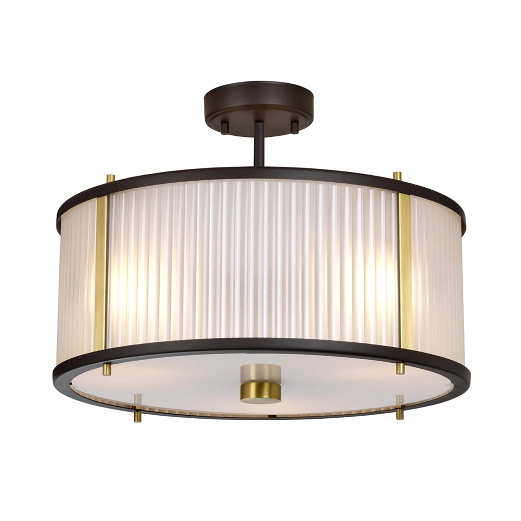 Lampadario Corona Acciaio Bronzo E Vetro Ottone Antico 3 Luci E27