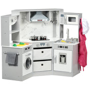 Casetta in Legno per Bambini con Cucina e Accessori ¨C zephmum ¨C Grigio Bianco