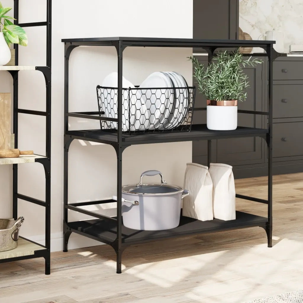 Carrello da Cucina Nero 100,5x50x105 cm in Legno Multistratocod mxl 90702
