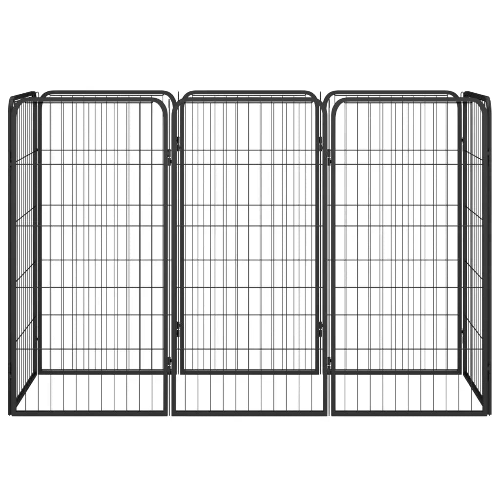Box Cani 8 Pannelli Nero 50x100 cm Acciaio Verniciato Polvere CFW9951394