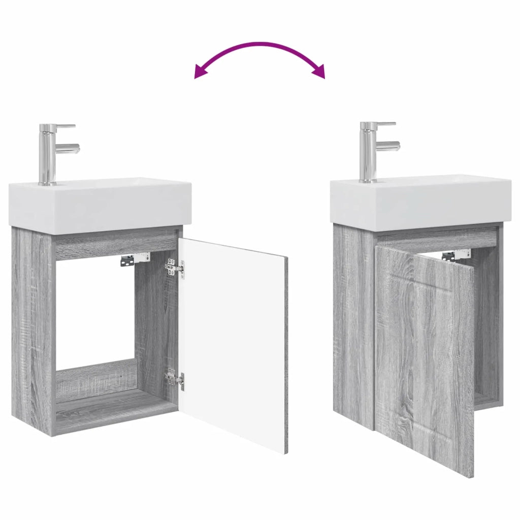Mobile bagno con rubinetto Sonoma grigio 45,5 x 25,5 x 84 cm