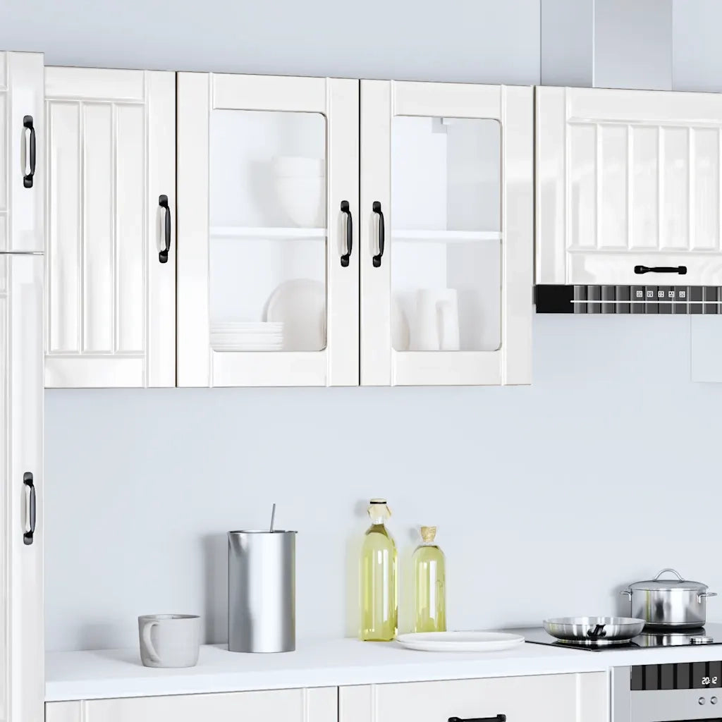 Pensile da Cucina con Porta in Vetro Lucca Bianco Lucido 853849