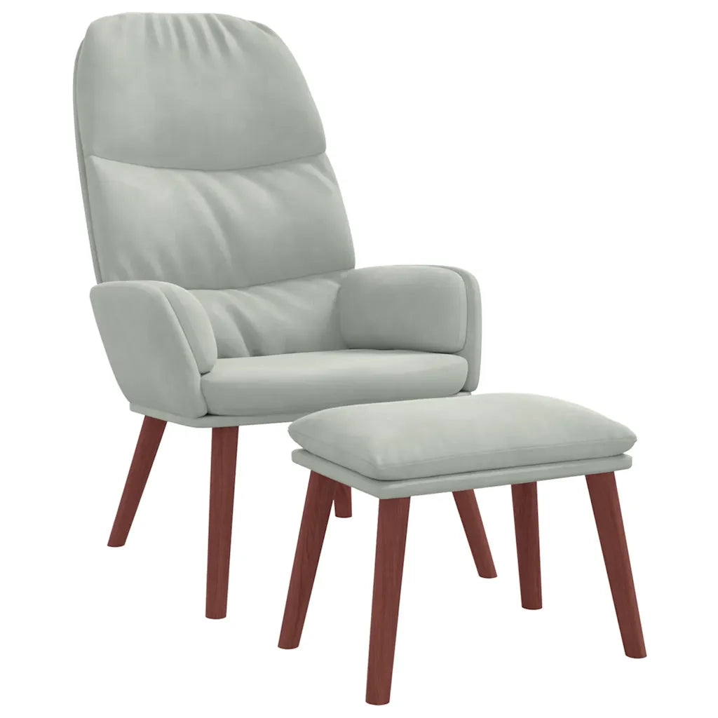 Poltrona Relax con Poggiapiedi Grigio Chiaro in Velluto 3315116