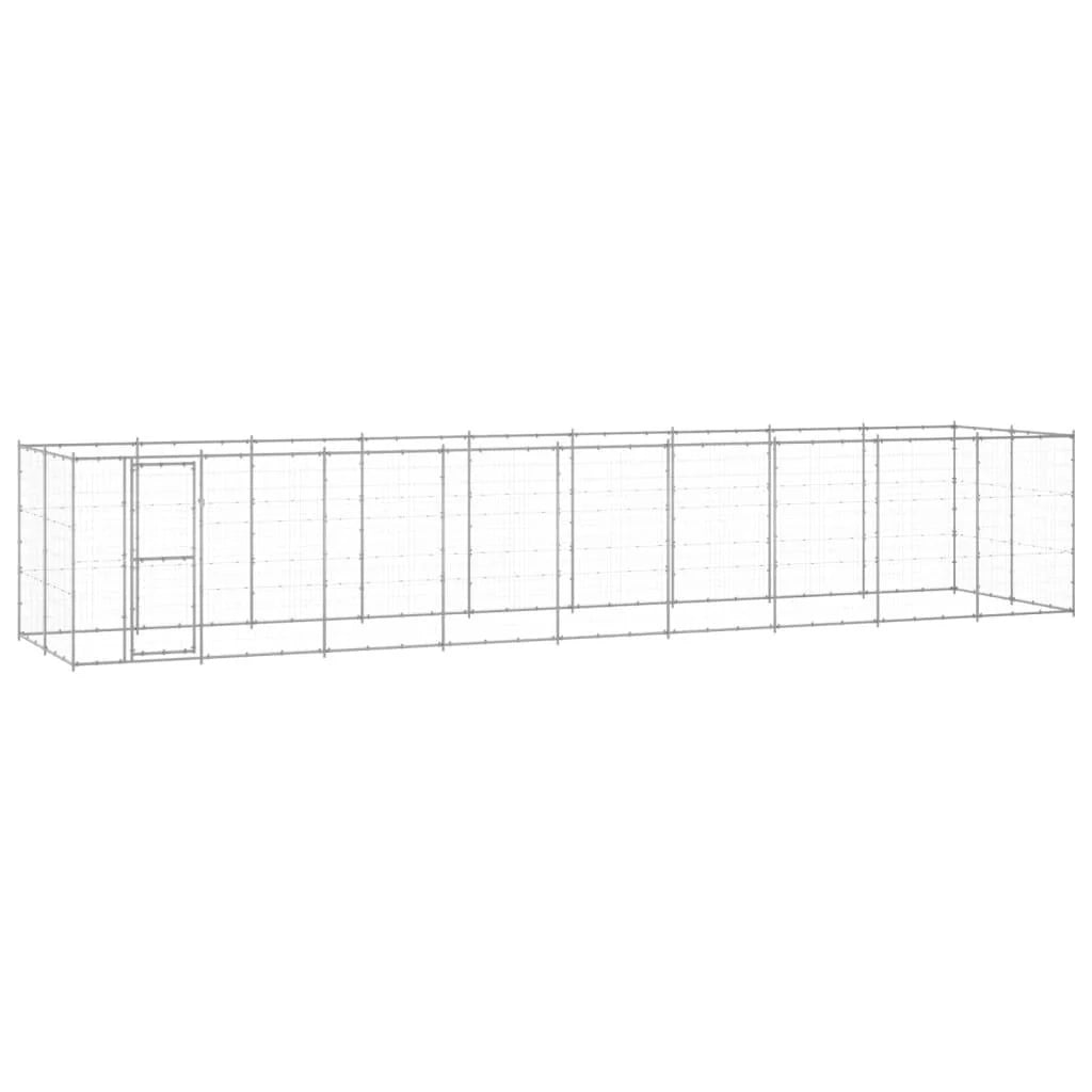 Cuccia da esterno gabbia recinto per animali box esterno per cani in acciaio zincato 21,78 m² 02_0000413