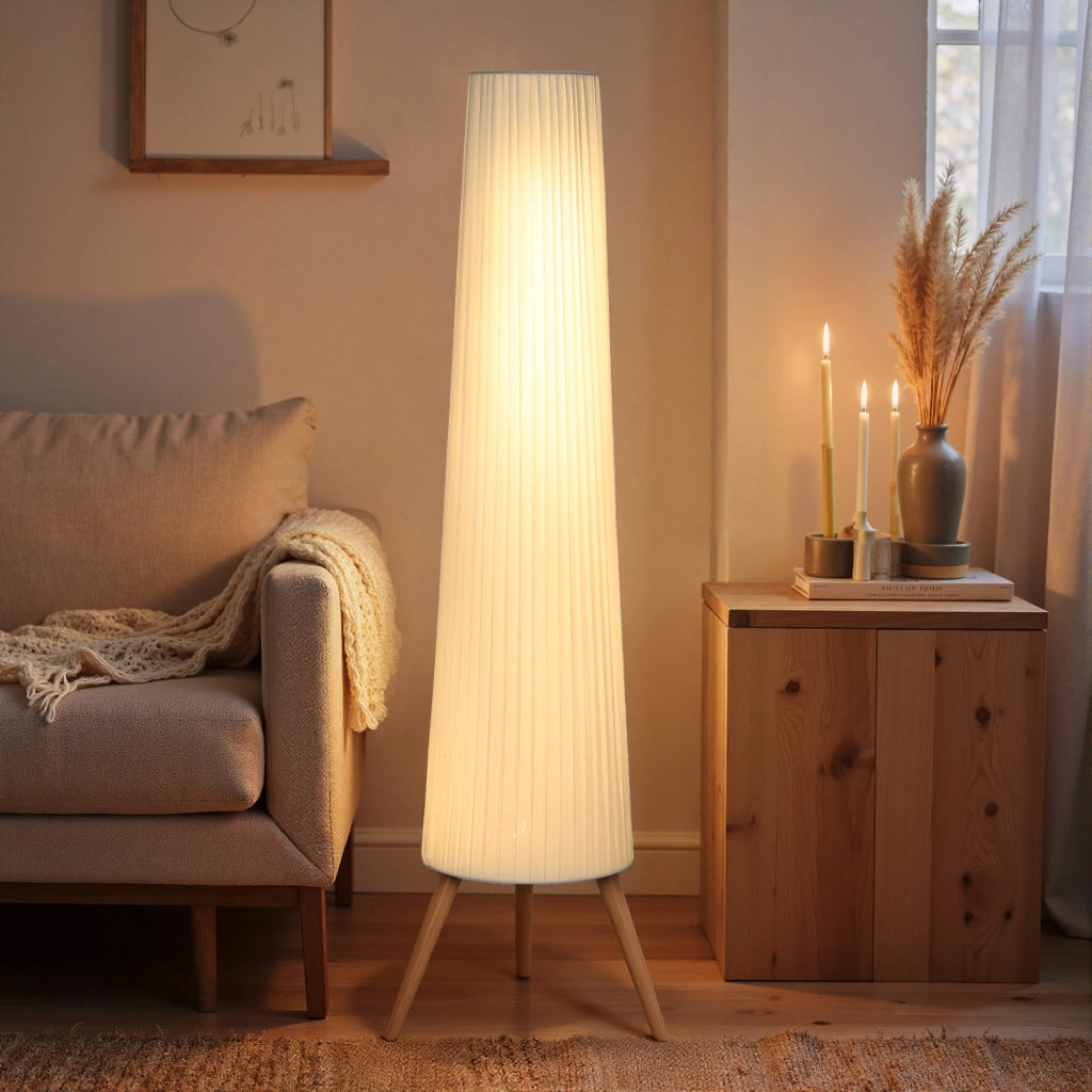 Lampada da terra ¨C zephmum ¨C Bianco, Legno, 46x46x153 cm