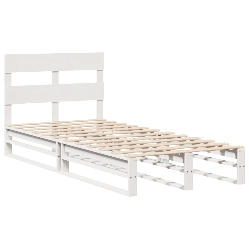 Letto singolo | Letto per adulti | Giroletto senza Materasso Bianco 100x200 cm Legno Massello Pino