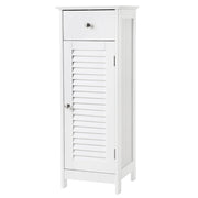 Colonna Bagno Bianca con Cassetto e Ante a Persiana - MDF