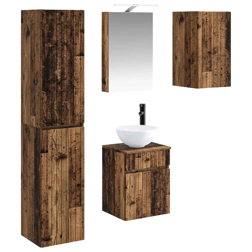 Set di Armadi da Bagno 5 pcs Legno antico 40 x 10,5 x 60,5 cm 3407341