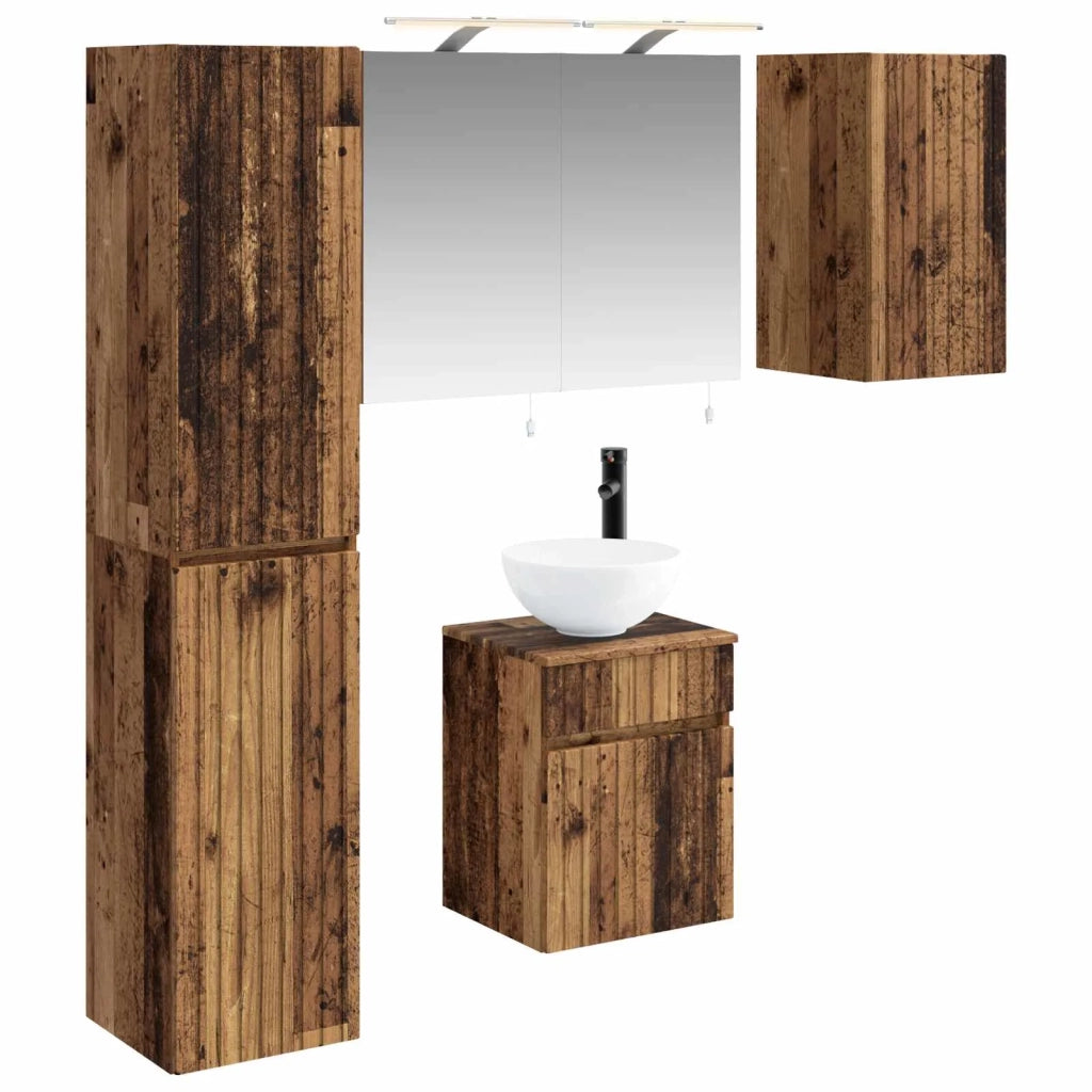 Set di Armadi da Bagno 5 pcs Legno antico 40 x 10,5 x 60,5 cm 3407341
