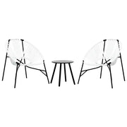 Set di Sedie da Giardino 3 pz | Sedie da Esterno in Polyrattan Bianco e Nero